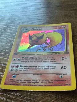 Pokemon TCG Flareon Jungle 3/64 Holo Unlimited Holo Rare 1st Edition LP - Image 5