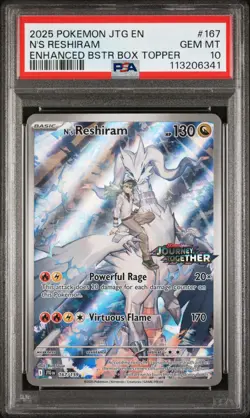 2025 Pokemon S&V Journey Together N's Reshiram Box Topper PSA 10 Gem Mint #167 B - Image 1