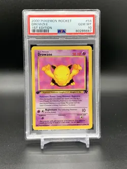 2000 Pokemon Rocket 1st Edition Drowzee 54 PSA Gem Mint 10 - Image 1