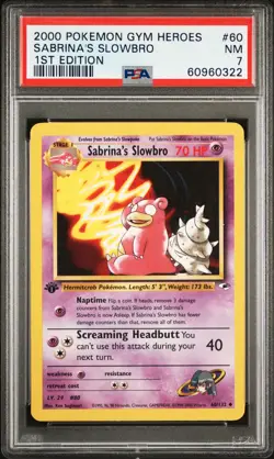 2000 POKEMON GYM HEROES 1ST ED #60 SABRINA'S SLOWBRO PSA 7 - Image 1