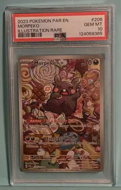 2023 Pokemon MORPEKO 206/182 Paradox Rift Illustration Rare Holo English PSA 10 - Image 1