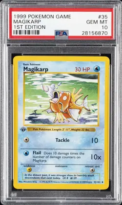 1999 POKEMON BASE SET 1ST EDITION #35 MAGIKARP PSA 10 - Image 1