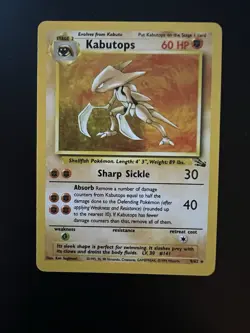 Pokemon TCG Kabutops Holo Rare Card 9/62 Fossil Unlimited 1999 - Image 1