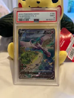 Aerodactyl V PSA 9 Pokemon Card 180/196 Lost Origin Full Art 2022 Mint - Image 1