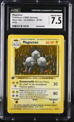 CGC 7.5 Magneton 1999 Base Set 1st Edition German 9/102 Holo Pokemon Card - Image 1
