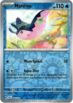 Mantine - 040/191 - Reverse Holo Surging Sparks Pokemon Card - NM/M! - Image 1