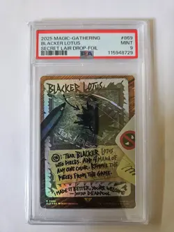 2025 MTG Deadpool Secret Lair #869 Blacker Lotus PSA 9 Mint - Image 1