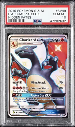 2019 POKEMON SUN & MOON HIDDEN FATES #SV49 FULL ART/CHARIZARD GX PSA 10 - Image 1
