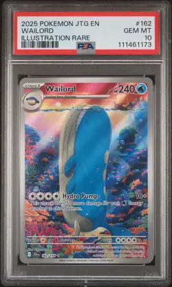 2025 POKEMON JTG EN-JOURNEY TOGETHER ILLUSTRATION RARE #162 WAILORD PSA 10 - Image 1