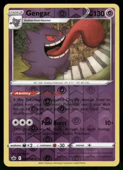 Gengar 057/198 Holo Rare Reverse Holo NM Pokemon SWSH06: Chilling Reign - Image 1