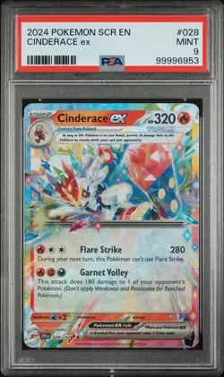2024 POKEMON SCR EN-STELLAR CROWN #028 CINDERACE EX PSA 9 - Image 1