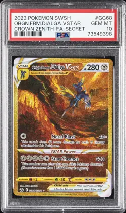 2023 POKEMON SWSH SECRET #GG68 FULL ART/ORIGIN FORME DIALGA VSTAR PSA 10 - Image 1