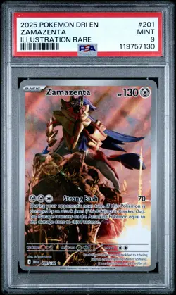 2025 POKEMON DRI EN-DESTINED RIVALS ILLUSTRATION RARE #201 ZAMAZENTA PSA 9 - Image 1