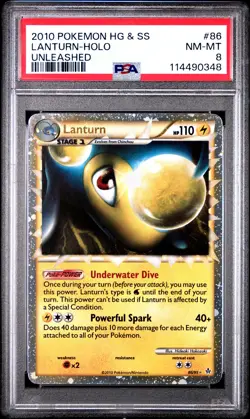 2010 POKEMON UNLEASHED LANTURN PRIME #86 ULTRA RARE PSA 8 NM #114490348 - Image 1