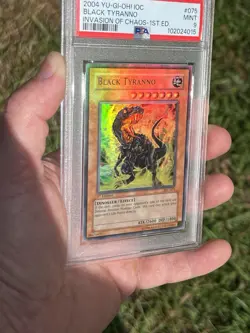2004 ERROR HOLO BLEED 🩸 Yu-Gi-Oh! Black Tyranno 2004 IOC-075 1st Edition PSA 9 - Image 1