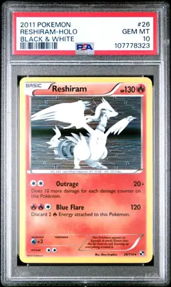 Pokemon Card Holo Reshiram 26/114 PSA 10 GEM MINT Black & White - Image 3