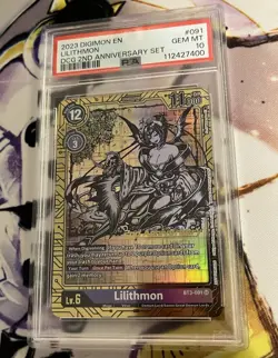 Lilithmon SR Alt Art 091 Digimon Card Game 2nd Anniversary Set PSA 10 GEM MINT - Image 1