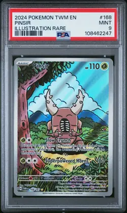 2024 POKEMON TWM EN-TWILIGHT MASQUERADE ILLUSTRATION RARE #168 PINSIR PSA 9 - Image 1
