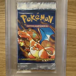 1999 Pokemon DEUTSCH 1. Edition Base Set Glurak-Charizard Booster Pack PSA 10 - Image 2