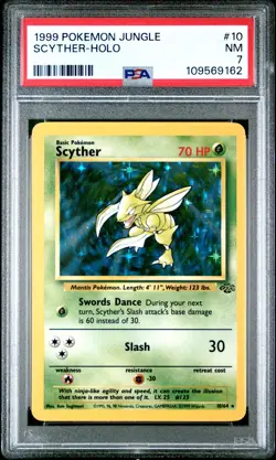 1999 POKEMON JUNGLE #10 SCYTHER-HOLO PSA 7 - Image 1