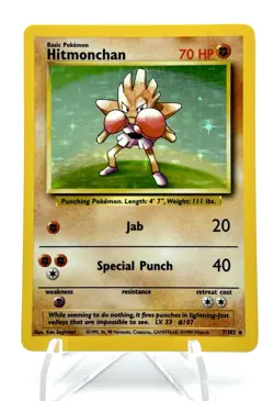 1999 Pokemon Game Base Set Hitmonchan Holo 7/102 - Image 1