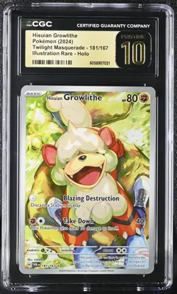 2024 Pokemon SV Twilight Masquerade Hisuian Growlithe IR 181/167 CGC 10 Pristine - Image 1
