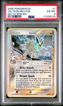 2005 POKEMON EX DELTA SPECIES #7 JOLTEON-REVERSE FOIL PSA 6 - Image 1