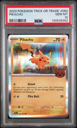 2023 Pokemon Trick or Trade Pikachu 062 PSA 10 Gem Mint - Image 1