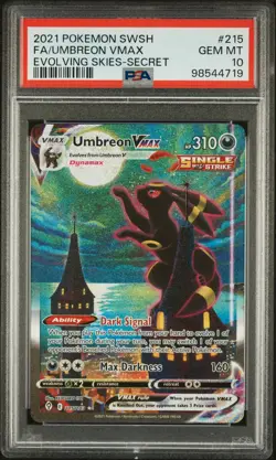 2021 POKEMON SWORD & SHIELD EVOLVING SKIES SECRET FULL ART/UMBREON VMAX PSA 10 - Image 1