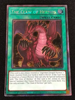 Yugioh The Claw of Hermos RA04-EN256 1st Platinum Secret (NM) - Image 1