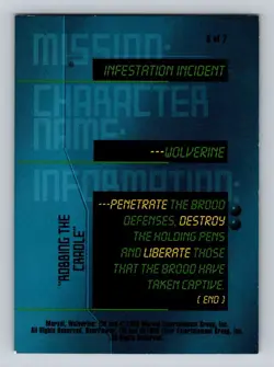 1995 Marvel OverPower Wolverine #6 Mission Card Infestation Incident TCG CCG - Image 2