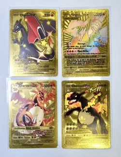 4 Card Pokemon Lot - Charizard - Gold Art Cards - V / VMAX / GX / DX - Image 1