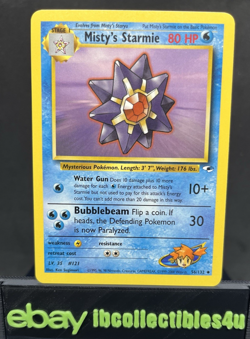 Pokemon Card Misty's Starmie Card 56/132 Gym Heroes Wotc 2000 NM Free Shipping - Image 1