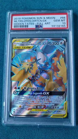 Pokemon Card Moltres & Zapdos & Articuno GX Full Art Hidden Fates 66/68 PSA 10 - Image 1