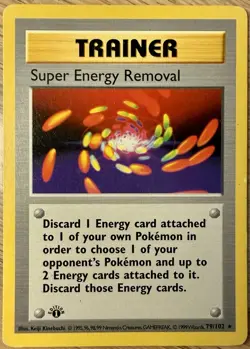 Super Energy Removal - Base Set (Shadowless) Rare 079/102 Pokemon Card NM - Image 1