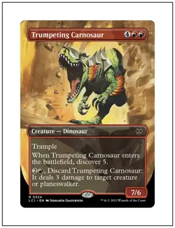 1x Trumpeting Carnosaur, Borderless Art, Magic the Gathering MTG NM - Image 1