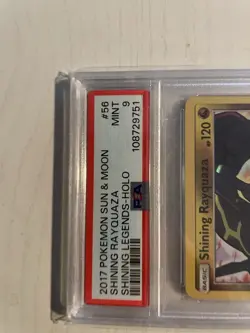 2017 Pokemon Sun & Moon Shining Legends Rayquaza Holo Card PSA9 - Image 2