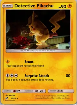 Pokemon TCG Detective Pikachu 10/18 Detective Pikachu Holo LP - Image 1