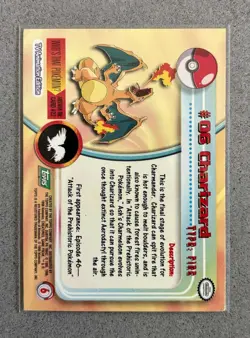 Pokemon Topps Charizard #06 1999 TV Animation Edition Series 1 Rare Low Pop - Image 2