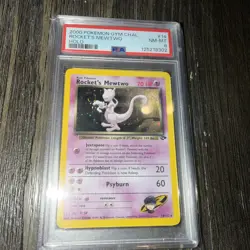 Pokemon Rocket's Mewtwo Gym Challenge Unlimited Holo Rare #14 PSA 8 With SWIRL - Image 1