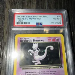 Pokemon Rocket's Mewtwo Gym Challenge Unlimited Holo Rare #14 PSA 8 With SWIRL - Image 3