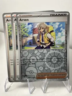 3x Arven 166/198 Pokemon TCG Scarlet & Violet Base 2x Regular 1x Reverse Holo - Image 1
