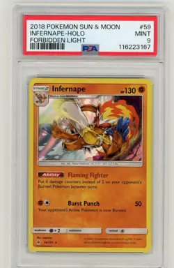 2018 Pokemon Sun & Moon Forbidden Light Infernape Holo #59 PSA 9 Mint - Image 1