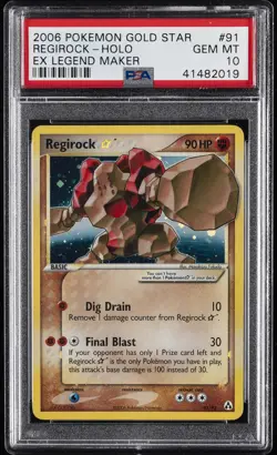 2006 POKEMON EX LEGEND MAKER GOLD STAR #91 REGIROCK-HOLO PSA 10 - Image 1