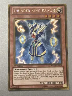 Thunder King Rai-Oh PGLD-EN075 Premium Gold 1st Edition Gold Rare LP - Image 1