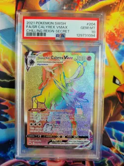 Pokemon Shadow Rider Calyrex VMax Secret Chilling Reign #204 Graded Card PSA 10 - Image 1