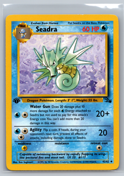 Pokemon Card Seadra Fossil 1st Edition Uncommon 42/62 Near Mint NM - Image 1