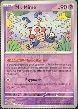 Mr. Mime 122/165 Sv: Scarlet & Violet 151 Reverse Holo - Pokemon Card - Image 1