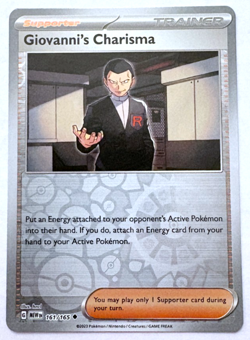 Giovanni's Charisma Reverse Holo 161/165 Scarlet & Violet 151 Pokemon Card - NM - Image 1