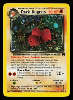 Dark Dugtrio 6/82 Holo Rare Team Rocket Pokemon Card - Image 1
